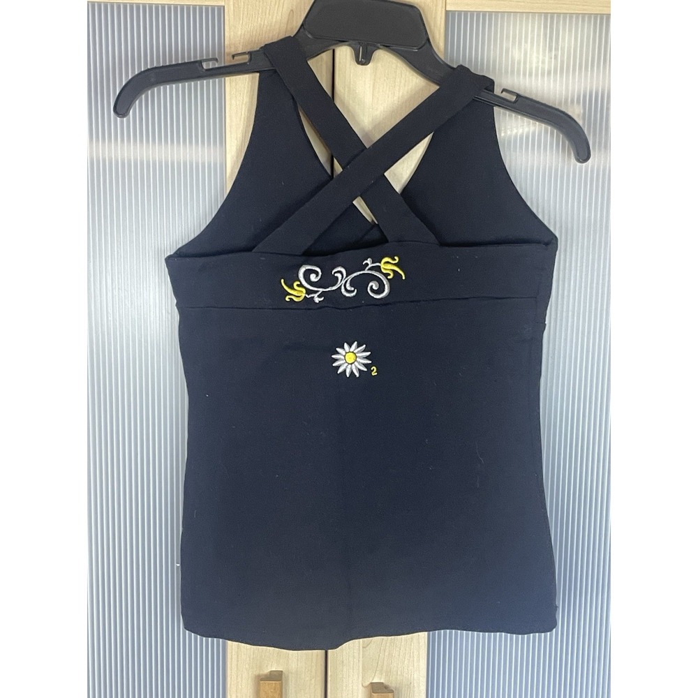 Margarita Activewear Racer Back Daisy Sz M 2 Black Top Running Yoga Gym Women's